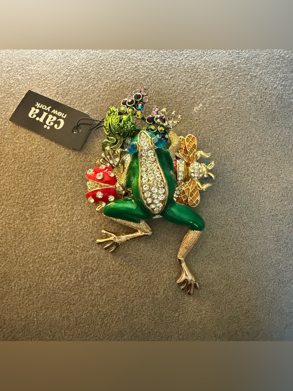 Cara NY frog pin brooch. NWT absolutely gorgeous. Bee, lady bug and grapes Gems